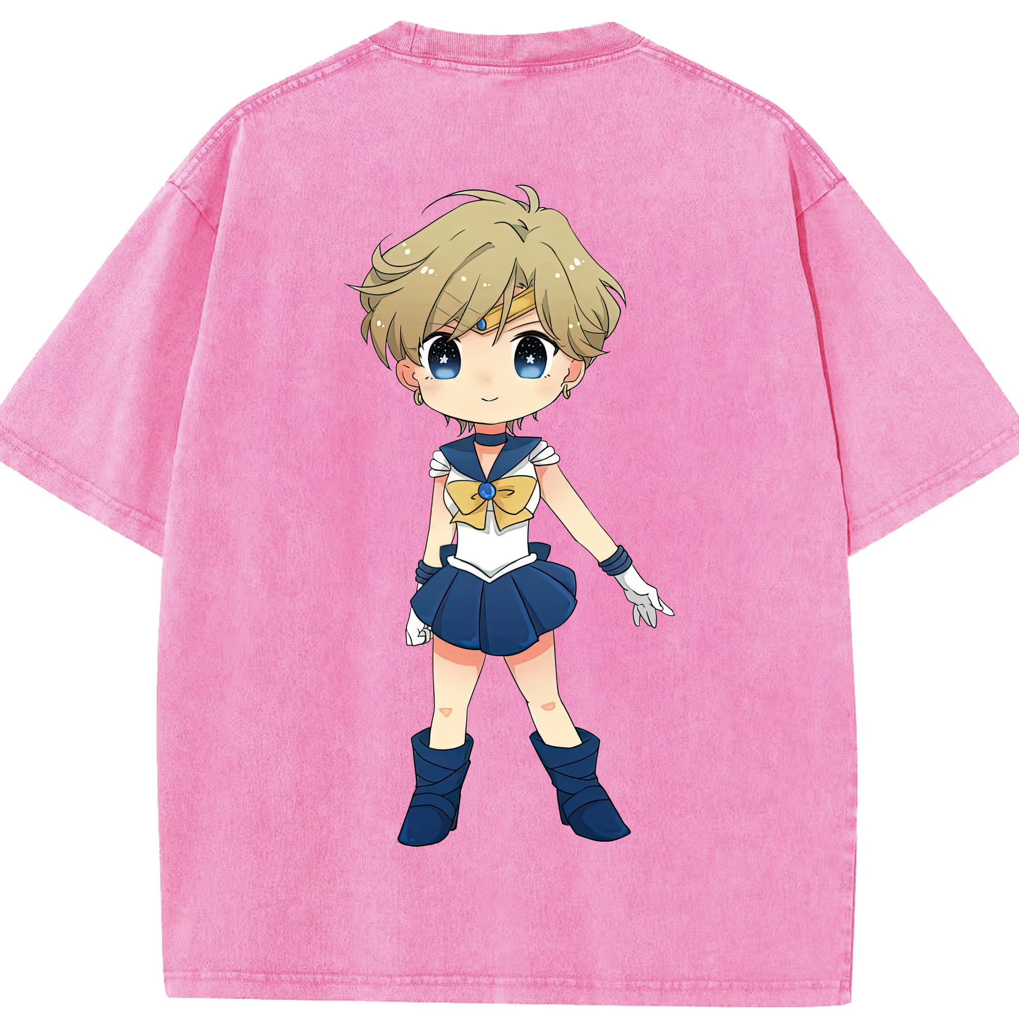 （画像用） 美少女戦士セーラームーン 天王はるか Sailor Moon Tenoh Haruka 綿100% ヴィンテージ風 半袖Tシャツ（背面プリント）